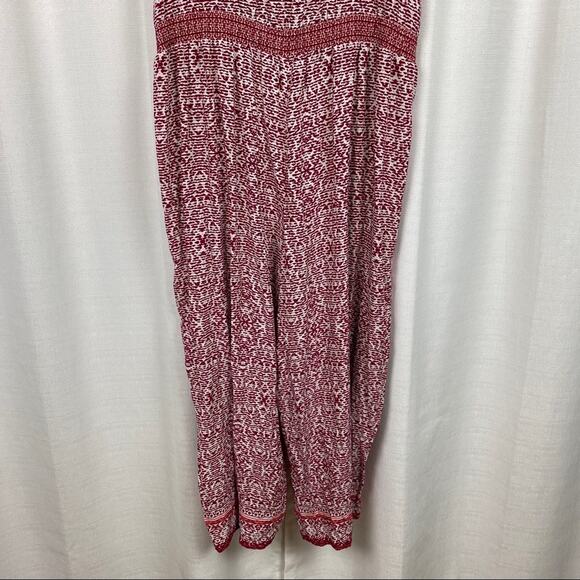 LOFT Beach White&Burgundy Print Rayon Jumpsuit Sz.18 NWT - Picture 12 of 15